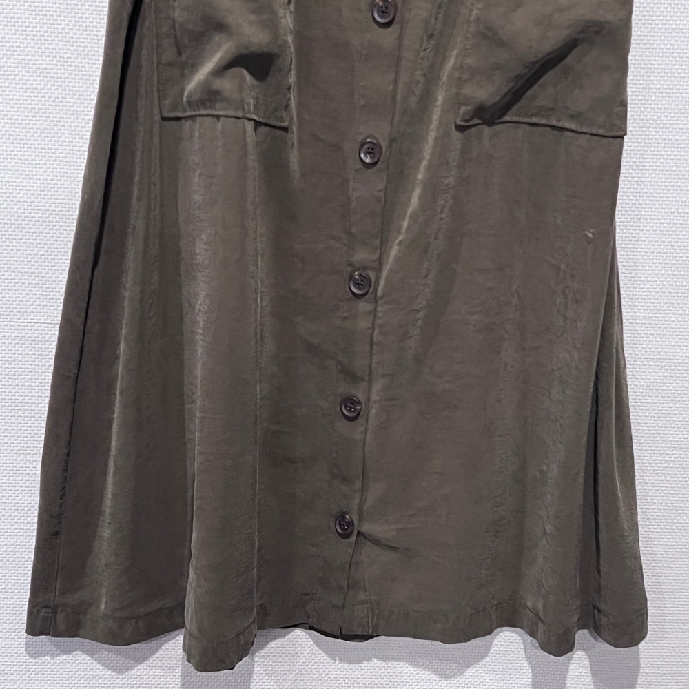 Old Navy Womens Olive Green Button Front Midi‎ Skirt with Pockets Size L - Picture 6 of 10